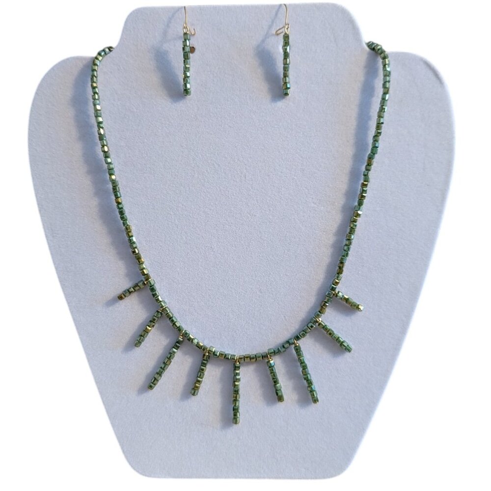 Women's Hand-Crafted beaded necklace & earring set